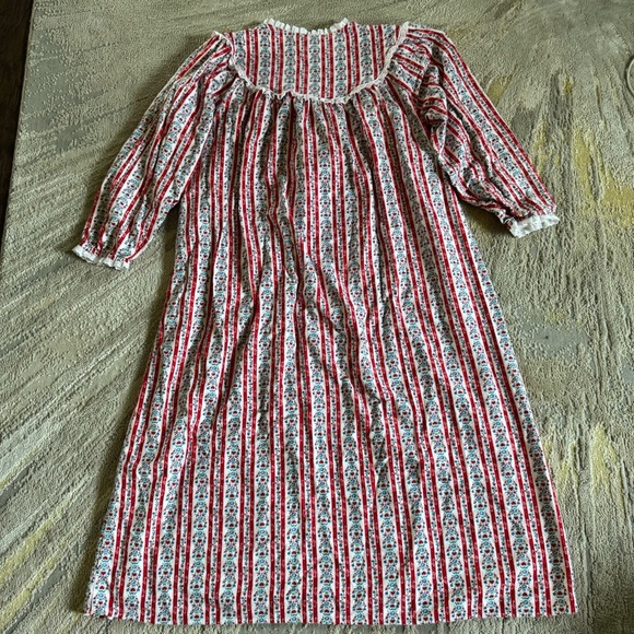 LANZ OF SALZBURG long maxi Nightgown Red white Hearts holiday cotton medium - Picture 8 of 9